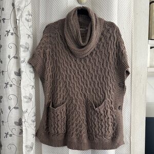 Anthropologie Angel Of The North Taupe Cable Knit Cowl Neck Sweater